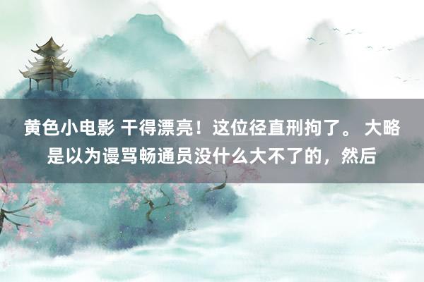 黄色小电影 干得漂亮！这位径直刑拘了。 大略是以为谩骂畅通员没什么大不了的，然后