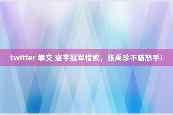 twitter 拳交 寰宇冠军惜败，张禹珍不脑怒手！