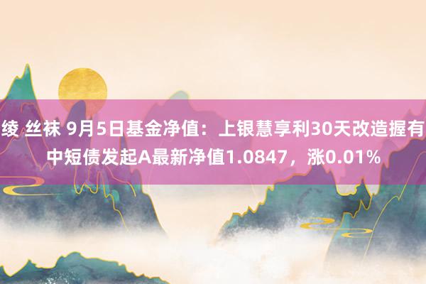 绫 丝袜 9月5日基金净值：上银慧享利30天改造握有中短债发起A最新净值1.0847，涨0.01%