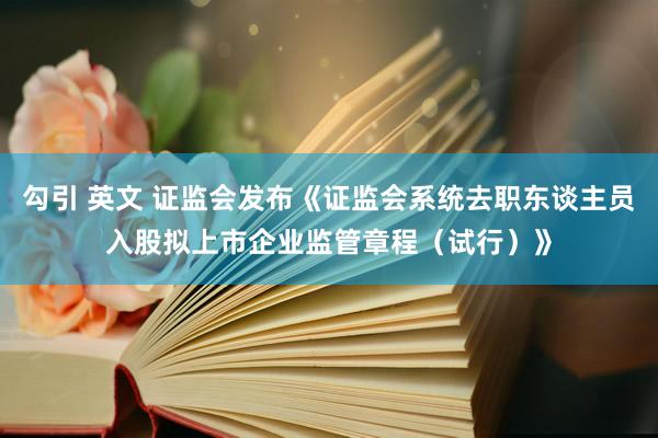 勾引 英文 证监会发布《证监会系统去职东谈主员入股拟上市企业监管章程（试行）》